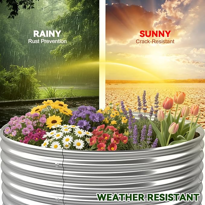 4 Pack Tall 2x2x2FT Round Raised Beds for Gardening, Corrugated Galvanized Steel Raised Garden Bed, Outdoor Metal Above Ground Garden Bed for Vegetables and Flowers