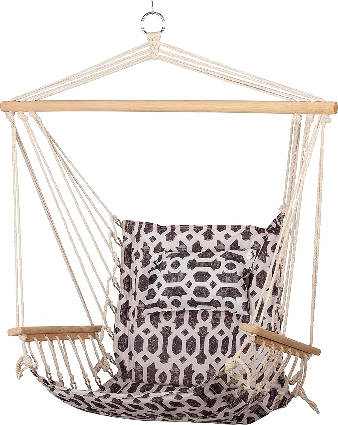 Backyard Expressions Reversible Hanging Rope Swing - Max 275 Lbs - Wooden Spreader Bar - for Any Indoor or Outdoor Spaces