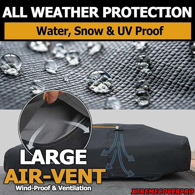 All Weather Waterproof car Cover Good for rain Snow uv Protection dust Large Sport Sedan CTS A7 Ghibli Gran Coupe CT5 A6 Trans Am Firebird Black