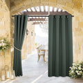 RYB HOME Outdoor Curtains for Patio Waterproof Block Sunlight Thermal Insulated Privacy Assured Thick Outside Curtains for Deck, Balcony, Pool, W52 x L63, Dark Green, 1 Panel