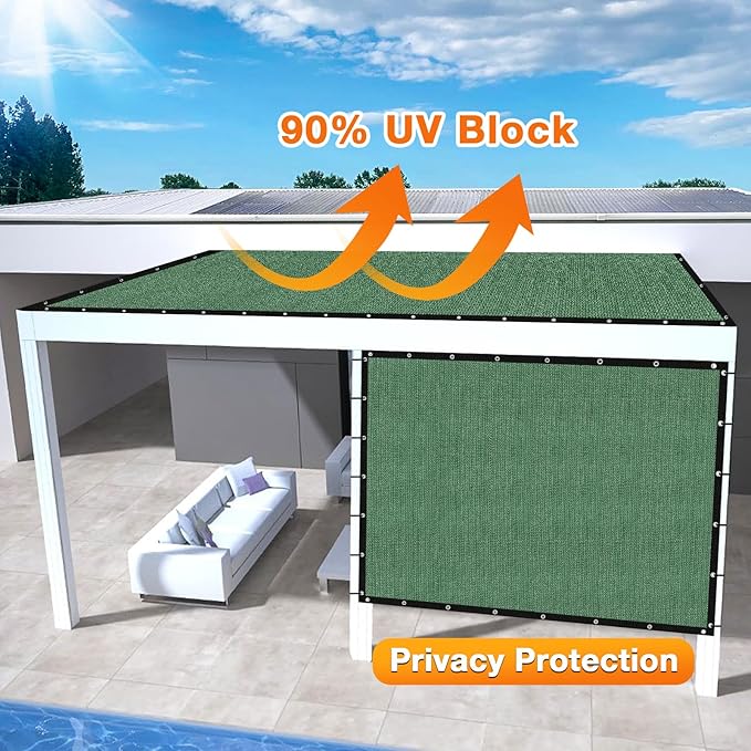 Artpuch Outdoor Pergola Shade Cover 5' X 8' Sun Shade Cloth with Grommets, 90% UV Protection Canopy Patio Privacy Screen (Customized Available) GN107, Green