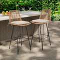 IDZO 400lbs Capacity Rattan Bar Stools Set of 2, 29-Inch Height, Outdoor & Indoor Use, Comfort Cushion, Solid Steel Frame, Durable Powder Coating, Easy Assembly, Ideal for Kitchen Island & Patio