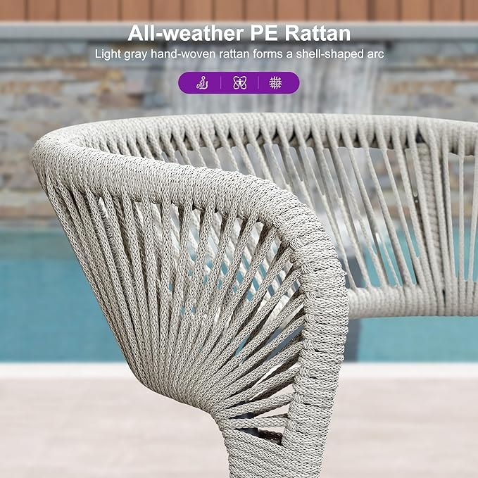 PURPLE LEAF 13 Pieces Outdoor Dining Set Patio Table and Chairs Set Aluminum Wicker Rattan Patio Furniture Set for Lawn Garden Porch Beige Marble Color Outdoor Set