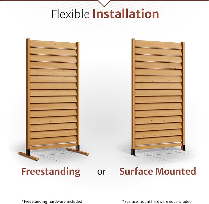 6.1ft H x 3.1ft W (1 Panel) Freestanding or Surface Mounted Enclo Sierra Privacy Screen, Wood Fence Screen, Outdoor or Indoor Decorative Privacy Panel, Great for Balcony, Patio, Deck, AZ18031
