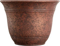 The HC Companies Sierra Round Self-Watering Pot - Lightweight Plastic Planter for Herbs & More - Durable Plant Pots for Indoor Plants & Outdoor Plants (13” Rustic Redstone, Pack of 1)