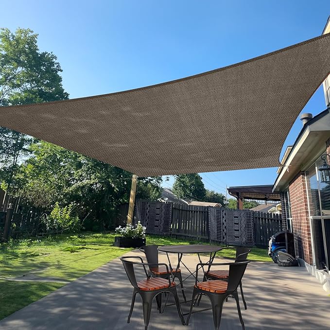 SUNLAX Sun Shade Sail 9' x 9' Brown Rectangle Canopy Sail Shade Cover UV Block Permeable Sunshade Outdoor for Patio Backyard Deck Pergola (We Make Custom Size)