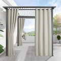 RYB HOME Outdoor Curtains for Patio Waterproof Block Sunlight Thermal Insulated Privacy Assured Thick Outside Curtains for Porch, Gazebo, Pergola, W52 x L84, Natural, 1 Panel
