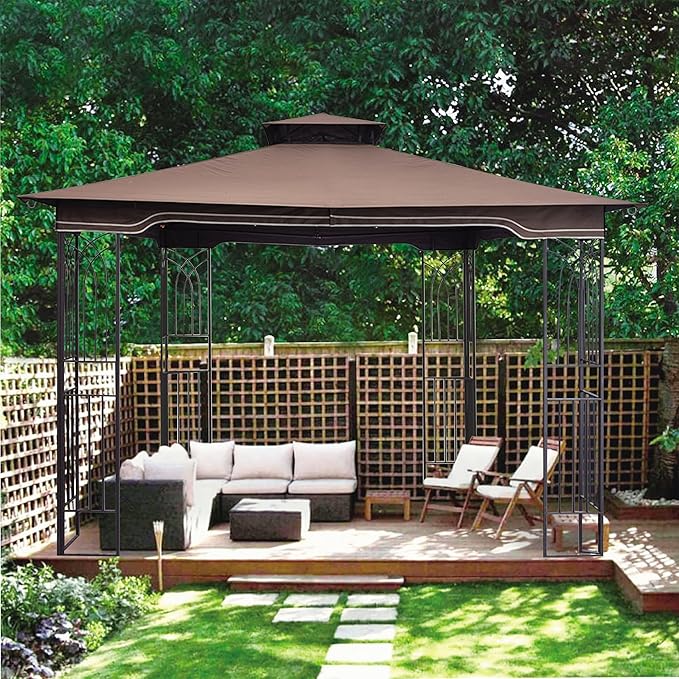 SCOCANOPY Replacement Gazebo Canopy for 10 x 12 Regency II Patio Gazebo Model L-GZ798PST,A101004104,A101004105,(Brown)