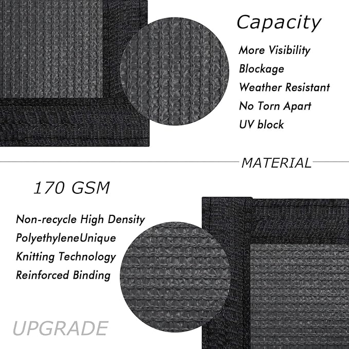 UPGRADE Privacy Fence Screen 5'x27' Dark Grey Outdoor 90% Visibility Blockage 170 GSM Mesh Shade Cover Panels for Backyard,Balcony,Home Decoration with Zip Ties,Customized Avaliable
