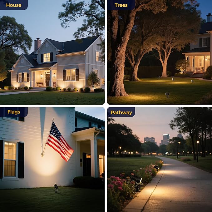L LOHAS LED Dusk to Dawn Low Voltage Landscape Lighting, 3000K Warm White Outdoor Spotlight with Transformer, IP65 Plug in Spotlights for Yard Backyard Pathway 6Pack