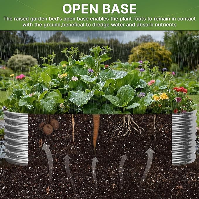 4 PCS 6x3ft Galvanized Raised Garden Bed Outdoor, Metal Garden Bed for Vegetables, Above Ground Garden Box for Flower, Steel Raised Beds for Gardening