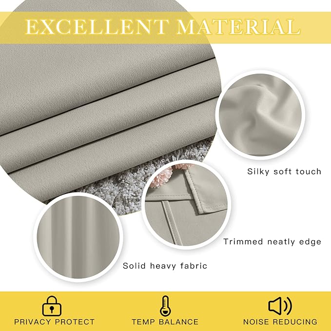 NICETOWN Sliding Door Curtain 108 inches Long, Grommet Privacy Room Darkening Window Treatment Sound Reducing Room Divider for Bedroom, 1 Panel, Natural, W80 x L108