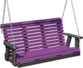 Poly Lumber Wood 5FT Porch Swing Amish Craftsmandship Made in USA HDPE with No wood fibers and 1000 lbs Limit. Stainless Steel Hardware.Signature Rollback design for Patio Outdoor Backyard Garden Park