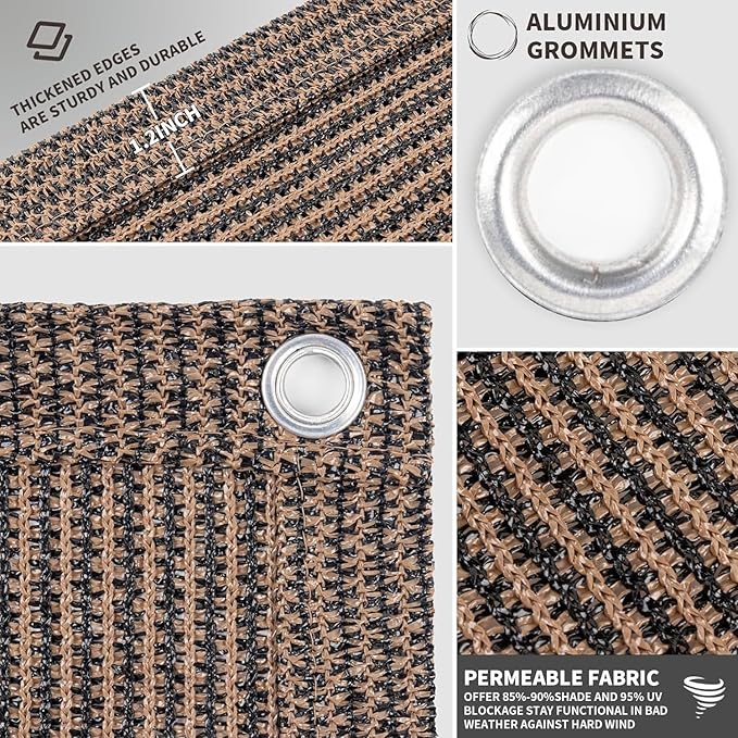 LOVE STORY Custom Size 2'6''x15' Brown Balcony Privacy Screen,UV Block Privacy Fence Screen,90% Shield for Outdoor Pool Garden Apartment Railing