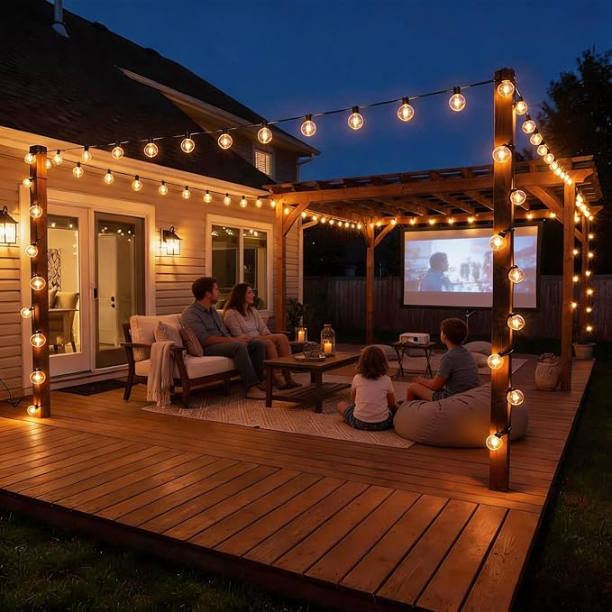 RTTY Dense-Glow 100FT All-Purpose Outdoor String Lights with 50 G40 Bulbs - Versatile for Patio & Deck Lighting, Backyard Gatherings, Poolside Evenings, and Intimate Wedding Decor