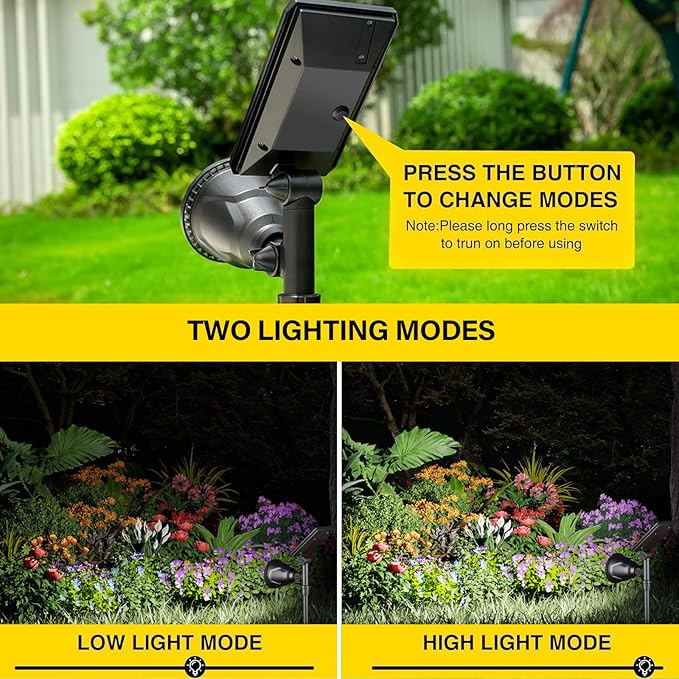 ROSHWEY Solar Outdoor Lights, Waterproof Solar Yard Lights 600LM Spot Light Outdoor for Tree Pathway Walkway Driveway Patio (Cool White, 4Pack)
