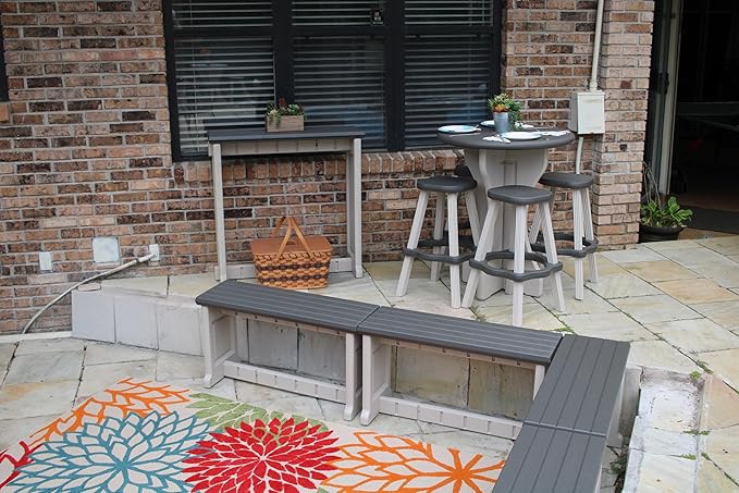 Bench, Deep Grey Top with Warm Grey Sides, 1 Pack - Proudly Made in The USA, Click and Lock Hardware-Free Assembly, Durable and Stylish Outdoor Seating