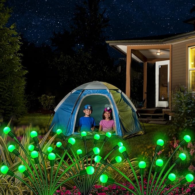 Kohlrabi Solar St Patricks Day Lights Outdoor, 2 Pack 20 LED Solar Green Firefly Lights, Waterproof Wind Swaying Light for St. Patrick's Day Irish Day Outside Yard Patio Decoration