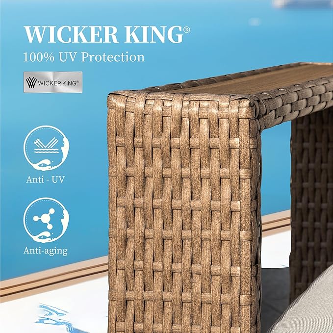 Sectional Outdoor Patio Furniture,Outdoor Rattan Wicker Sectional Sofa with 10''Ultra-Thick Cushions,All Weather Patio Conversation Set for Lawn Garden Backyard,Beige