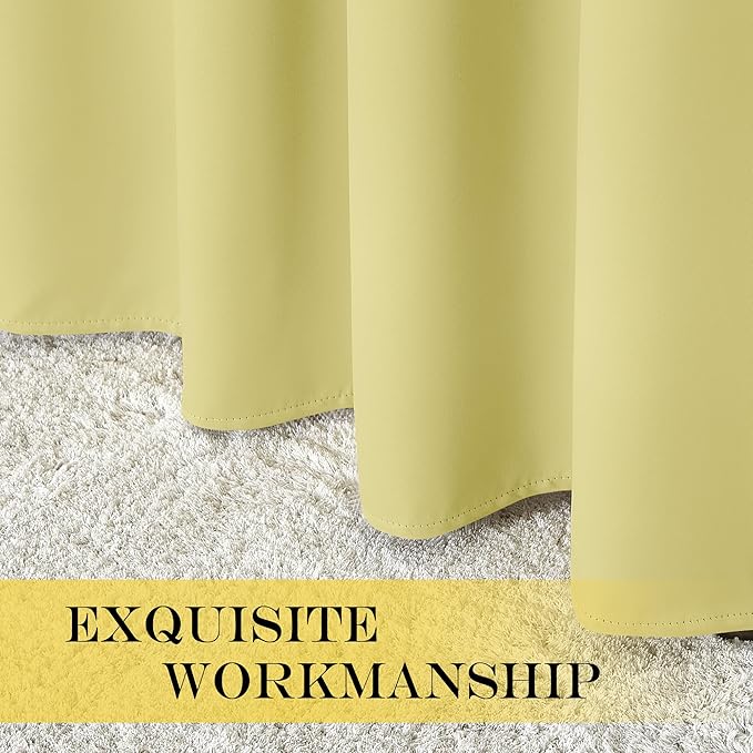 NICETOWN Kitchen Short Blackout Curtain and Drape - Thermal Insulated Solid Grommet Blackout Panel for Patio Bedroom Living Room (Single Panel, 52 inches by 45 inches, Paler Yellow)