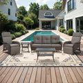 Belord 5 Piece Patio Furniture Set with Recliner Chair - Removable Outdoor Patio Couch Set, Chaise Lounge Chair Outdoor with Adjustable Backrest and Footrest for Casual Gathering Brown/Gray