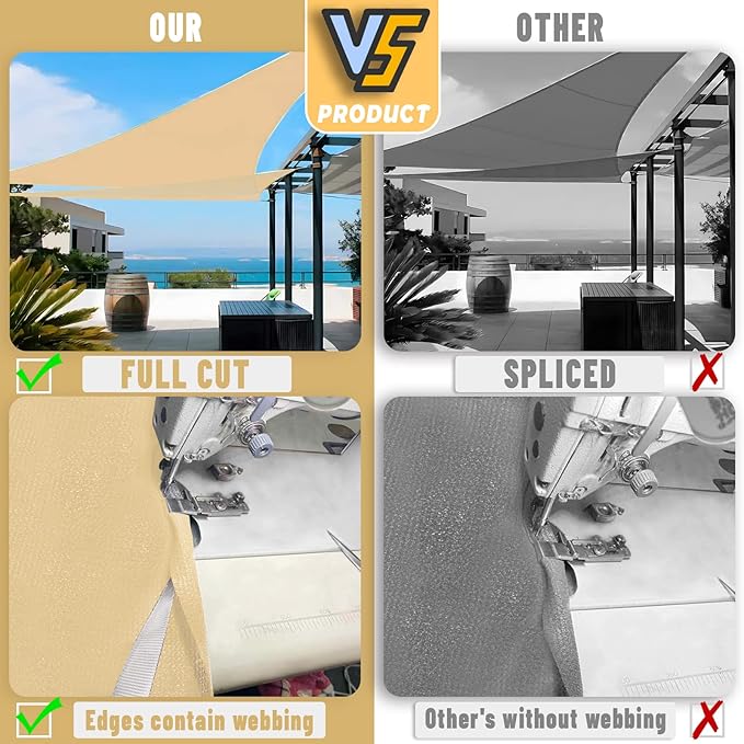 LOVE STORY Custom Size 13'x13'x13' Sand Sun Shade Sail Triangle Sunhsade Fabric Awning Canopy for Patio Backyard Carport Pergola (Customized)