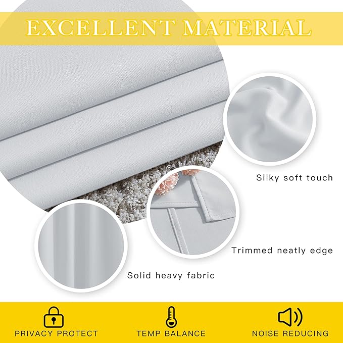 NICETOWN Patio Door Curtain Room Darkening Drapes, Grommet Top Light Blocking Room Divider Curtain Panel for Bedroom/Living Room (Greyish White, W80 x L95, 1 Panel)