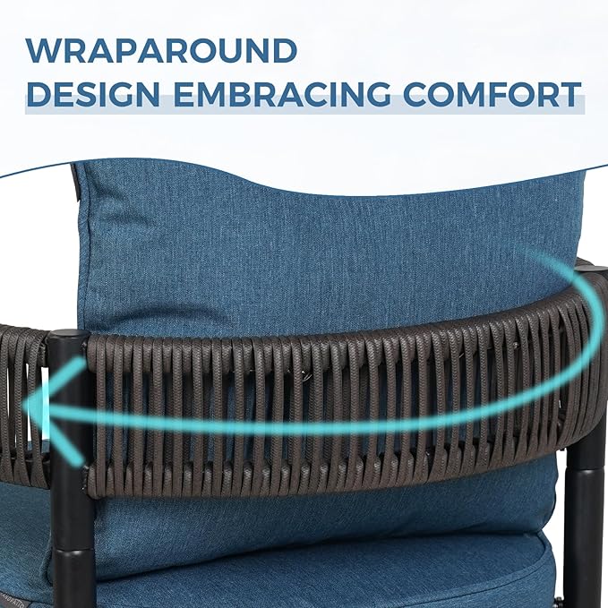 Grand patio 5-Piece Outdoor Dining Set for 4 with 1 Rectangle Expandable Table for 4-6 Person, Metal Woven Wicker Fixed Patio Chairs with Thickened Cushions for Yard, Poolside (Brown)