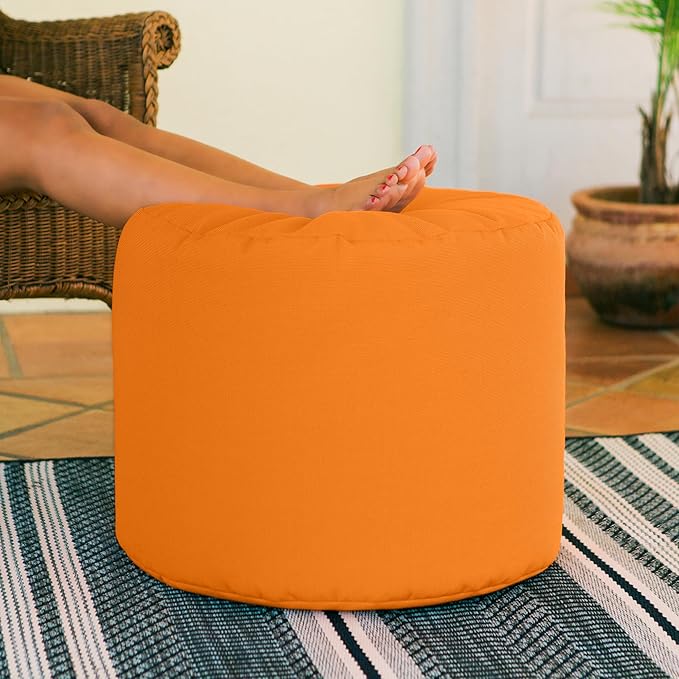 Jaxx Spring Outdoor Ottoman/Side Table, Premium Sunbrella, Tangerine