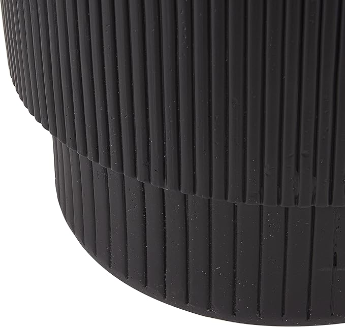 Christopher Knight Home Parson Patio Lightweight Concrete Round Coffee Table, Indoor and Outdoor Table for Garden/Backyard/Poolside/Balcony Cafeteria, MGO Outdoor Side Table with No Assembly, Black
