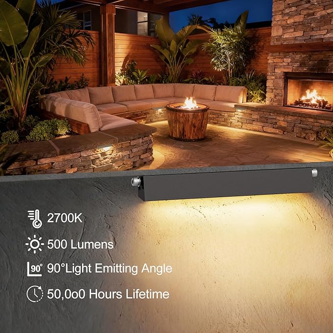 JESLED 12 Pack 7inch LED Retaining Wall Lights, 5W Landscape Lighting, LED Hardscape Lighting,12V Paver Lights Low Voltage Hardscape Lights, 5W Outdoor Step Lights, 2700K Warm White, Waterproof