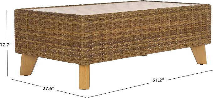 SAFAVIEH Couture Collection Margarita Natural Brown Faux Wicker Rectangle Indoor/Outdoor Coffee Table (Fully Assembled)