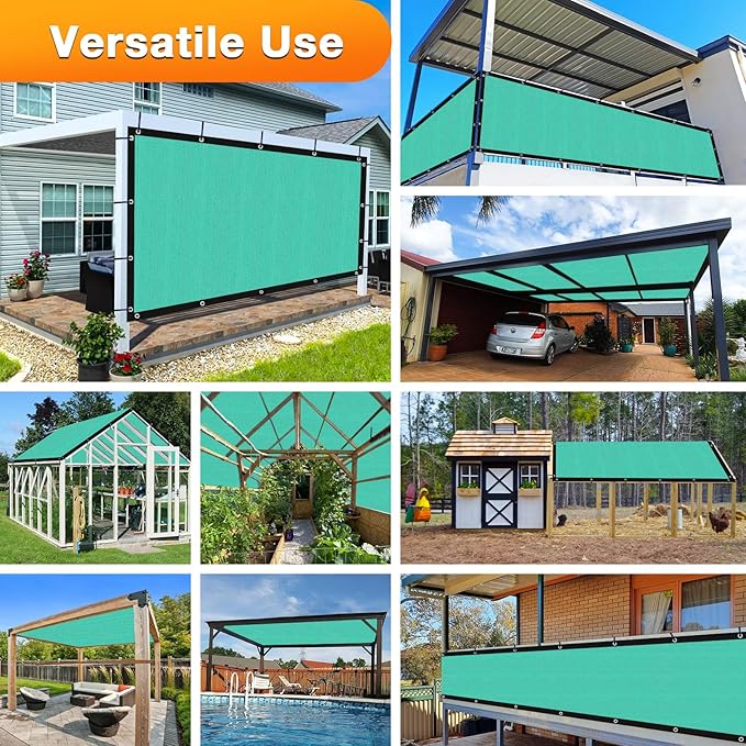 Artpuch Outdoor Pergola Shade Cover 8' X 9' Sun Shade Cloth with Grommets, 90% UV Protection Canopy Patio Privacy Screen (Customized Available) GN107, Turquoise