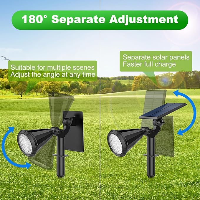 Solar Lights Outdoor Waterproof Color Changing 180° Adjustable RGB Solar Powered Landscape Spot Lights for Yard 7 Lighting Modes Solar Spotlights for Pathway Garden Outside (8 Pack)