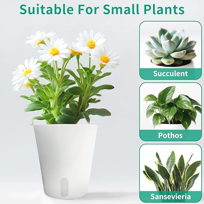 3" Self Watering Pots - 10 Sets Planter Pots for Indoor Plants With Water Level Indicator and Multiple Vents - for House Plants, Flowers, Herbs