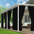 Black Outdoor Curtains for Patio Waterproof - 6 Panels Privacy Weatherproof Outside Curtains with Grommets for Pergola, Gazebo, Porch, Cabana, Balcony, 54 x 95 Inch