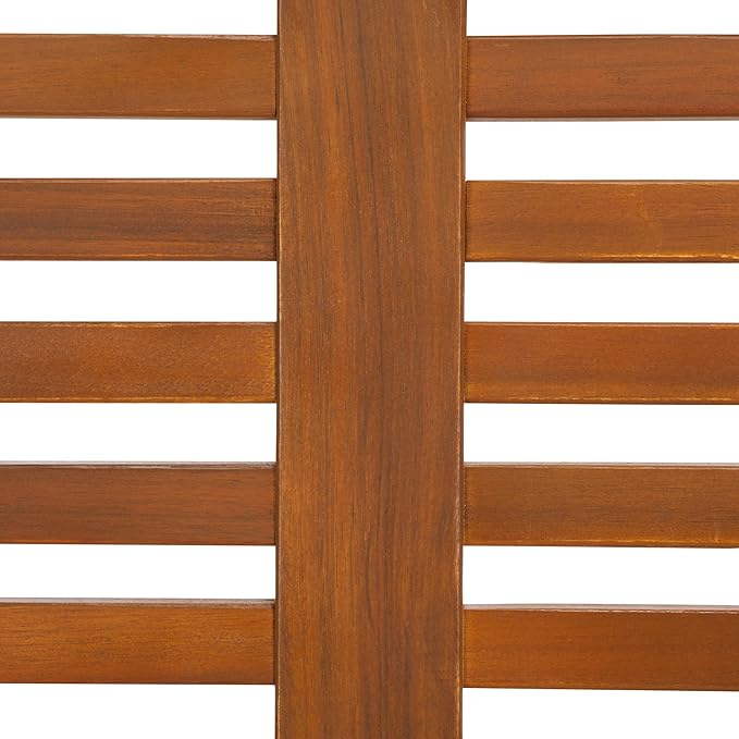SAFAVIEH Outdoor Patio Furniture Heather Natural Brown Solid Wood & Black Legs 60-inch Steel Bench