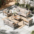 Aluminum Outdoor Patio Furniture Set with Coffee Table, 5 Piece Outdoor Conversation Sets with Washable Thick Cushions, Patio Sectional Furniture Set for Porch, Lawn, Garden, Silver