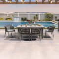 PURPLE LEAF 7 Pieces Outdoor Dining Set Patio Table and Chairs Set for 6 Aluminum Wicker Rattan Patio Furniture Set for Lawn Garden Porch Grey