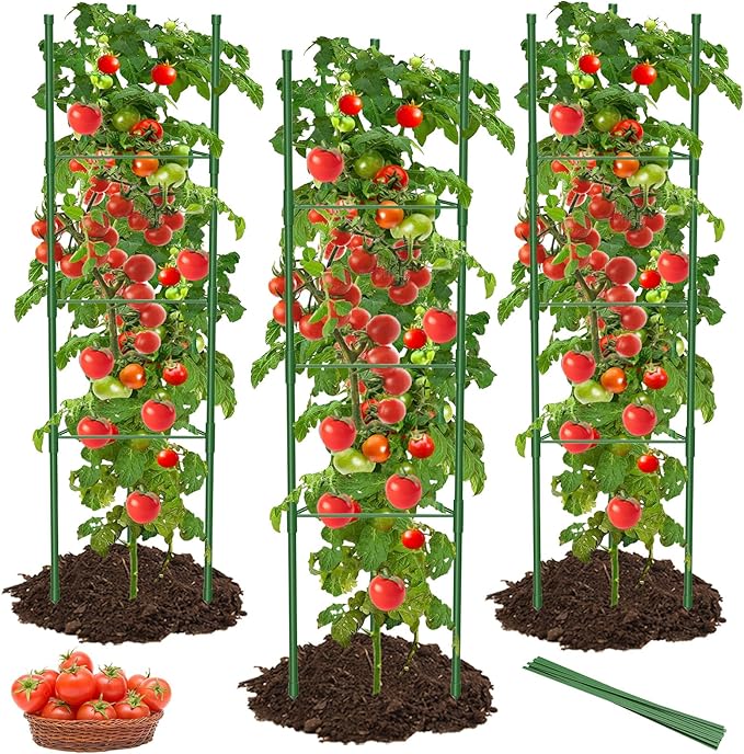 3 Pack Tomato Cages for Garden, 51in*13in Adjustable Tomatoes Plant Stakes Support Cages Trellis, Garden Trellis for Vegetable Flowers Fruits Climbing Plants- 20 Binding Wires Included