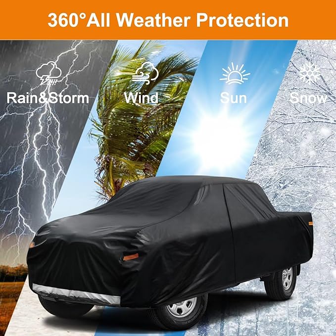 Kayme Truck Cover Custom Fit Nissan Titan(2015-2025) Regular Cab Long Bed. Full Exterior Heavy Duty Outdoor Pickup Truck Car Cover Waterproof All Weather.Car Tarp for Wind Sun Dust Protection.Black