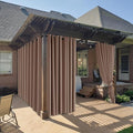 RYB HOME Outdoor Curtains for Patio Waterproof Block Sunlight Thermal Insulated Privacy Assured Thick Outside Curtains for Pergola, Cabana, Gazebo, W52" x L72", Mocha, 1 Panel
