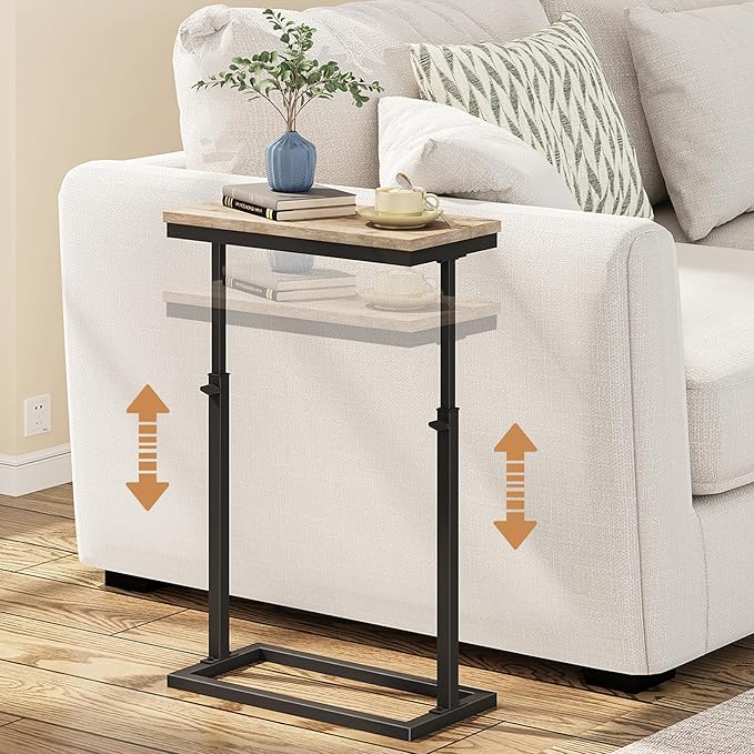 TUTOTAK End Table, Side Table, Tall Couch Table, Sofa Table, Living Room, Bed Room, Greige TB01BG083
