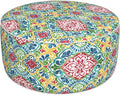 Inflatable Ottoman Stool D31 xH14 for Outdoor/Indoor Use, Water Repellent Patio Foot Rest Stool with Portable Handle,Round Pouf Ottoman Suitable for Garden,Deck and Camping - Damask Red