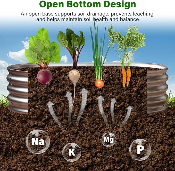 Galvanized Raised Garden Bed for Outdoor: 4X2X1ft Durable Metal Vegetable Plant Container Kit - Oval Planter Box for Gardening Flower Trough （2 Pack）