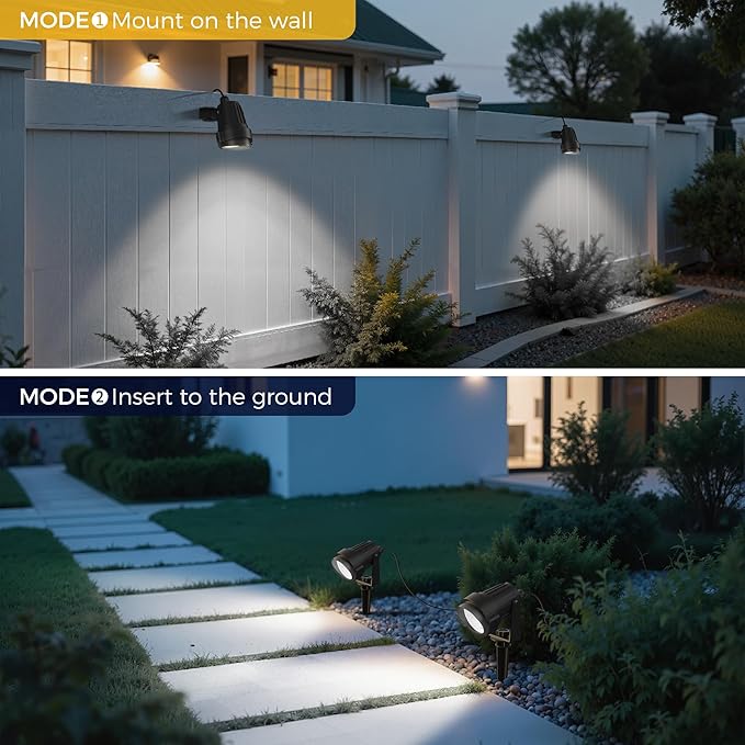 L LOHAS LED 5W Dusk to Dawn Outdoor Lighting, Auto On/Off 6000K Landscape Outdoor Spotlight, IP66 Waterproof Plug in Spot Lights for Yard, Garden, House, Pathway, Plant, UL Listed (4 Pack)