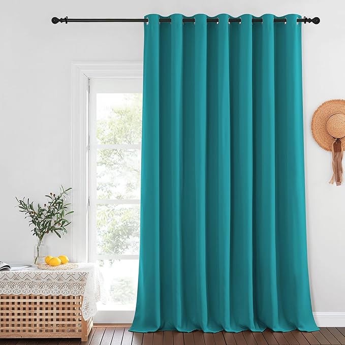 NICETOWN Patio Door Curtain Sound Blocking, Bedroom Privacy Room Divider Curtain, Thermal Insulated Blackout Closet Sliding Door Shade (1 Panel, 100" Wide x 120" Long, Peacock Teal)