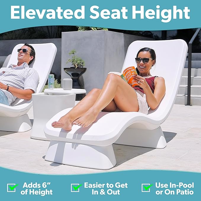 GoSports Coast Modern in Pool Lounge Chair - Waterproof & Weighted Chaise Lounger - Outdoor Pool Furniture for Patio or in Baja Shelf