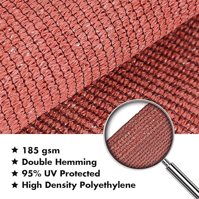 KANAGAWA 6'X22' Rust Red Custom Size Sun Shade Sail Rectangle UV Block Canopy Cover for Patio Backyard Lawn Garden Outdoor (Customized Available)