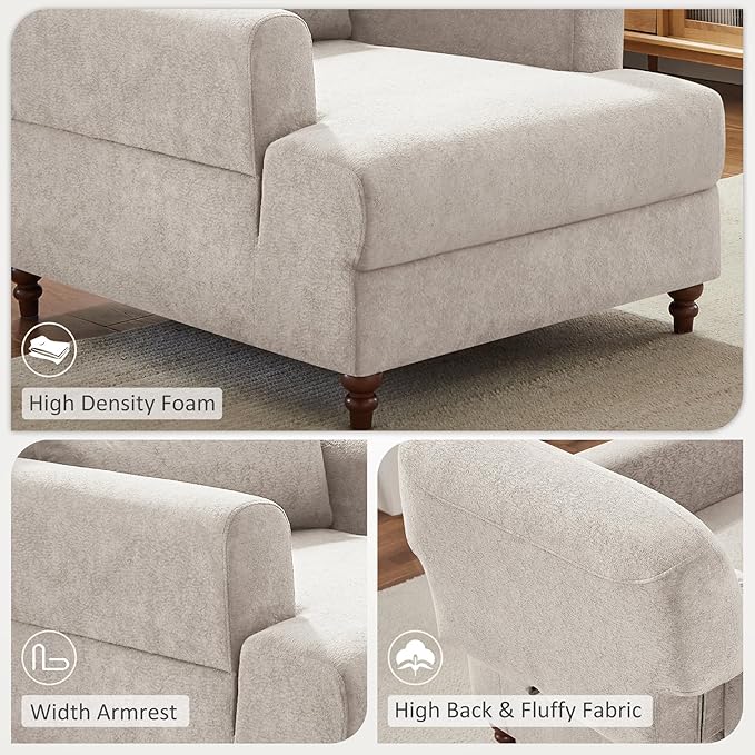 Oversized Chaise Lounge Chair Set of 2, Cloud Fluffy Chaise Sofa Recliner with Adjustable Backrest, Comfy Upholstered Sleeper Couch Bed, Modern Deep Seat Reading Armchair for Living Room, Bedroom